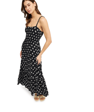 Roxy Sunrise Coastline Printed, Anthracite Hibiscus Dots, M