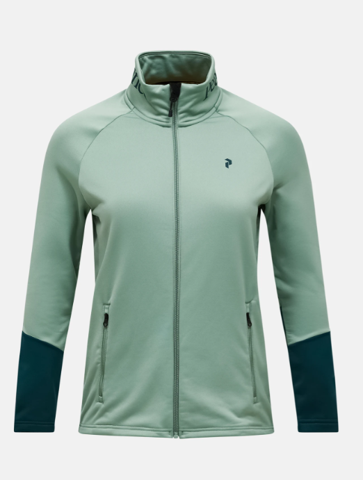 Peak Performance Rider Essentials Midlayer Zip Jacket Damen , Green Valley/PONDEROSA PINE, XL
