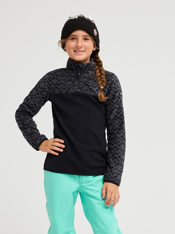 Roxy Whitecamp Half Zip Girl, true black roxygram tonal, 10/M