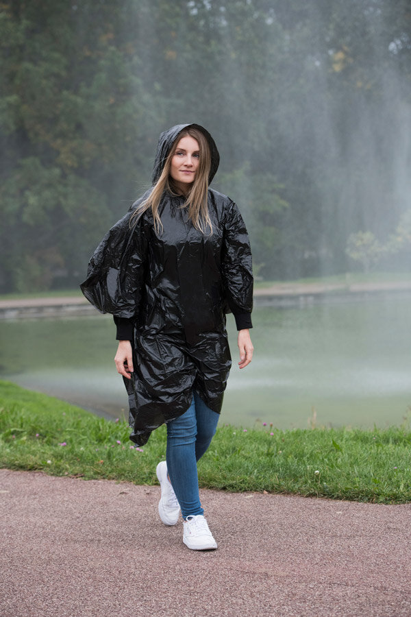 Korntex Einweg Regenponcho, schwarz, one size